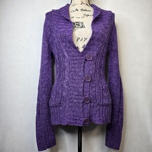 Y2k Pink angel love purple knit cardigan sz L